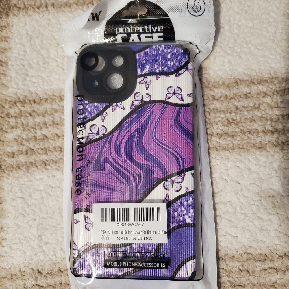 5 for $25 | NWT iPhone 15 Plus Purple Butterfly Textured Soft Phone Case